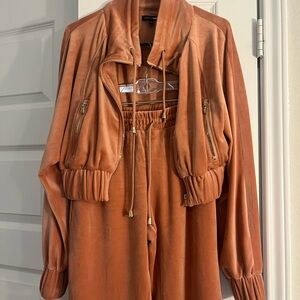 Fashion Nova Women's Orange Jacket & Pant Set